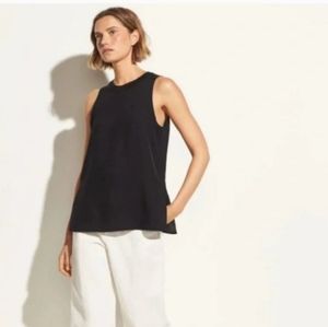 Vince Crew Neck Triacetate Black Ribbed stretch neck Top